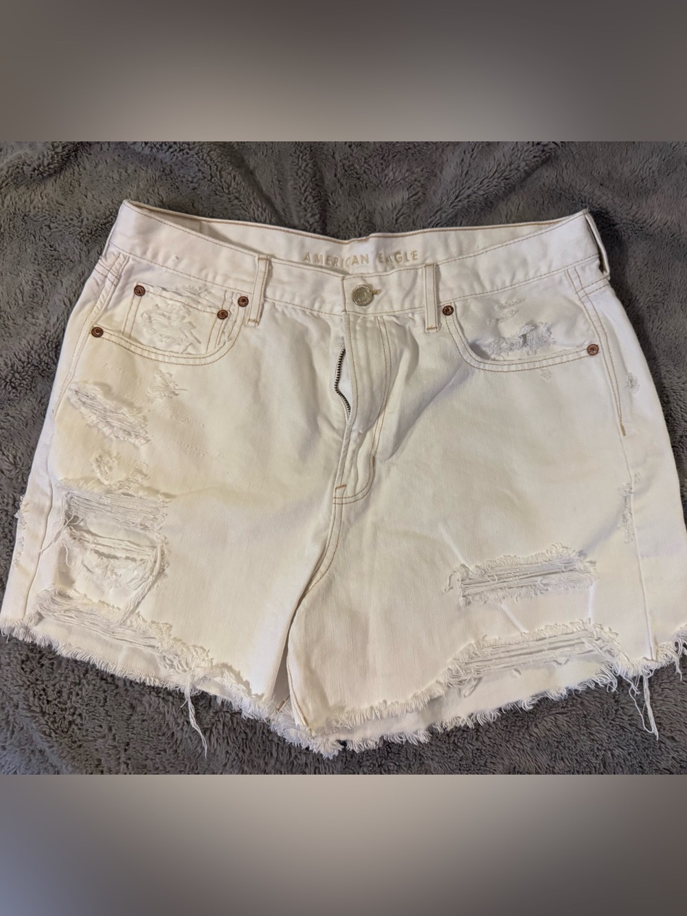 American Eagle Outfitters White Distressed Denim Cutoff Shorts